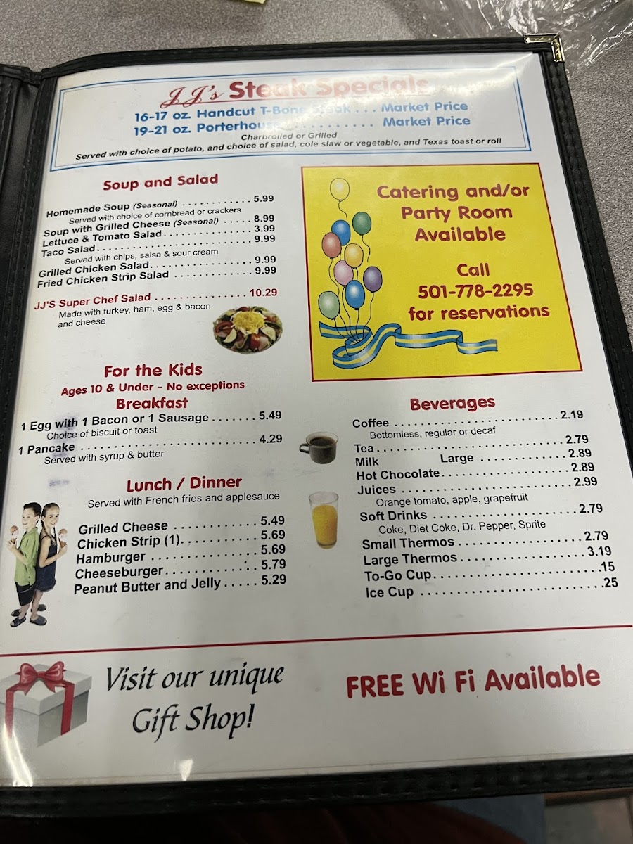 JJ's Restaurant Menu - Image 1